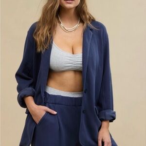 Aerie Navy Relaxed Blazer and Wide Leg Set